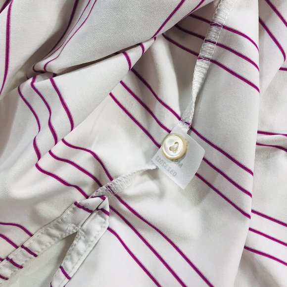 Peter Millar Summer Comfort White & Pink Striped Polo Shirt XXL Men's 2XL EUC - Picture 8 of 8